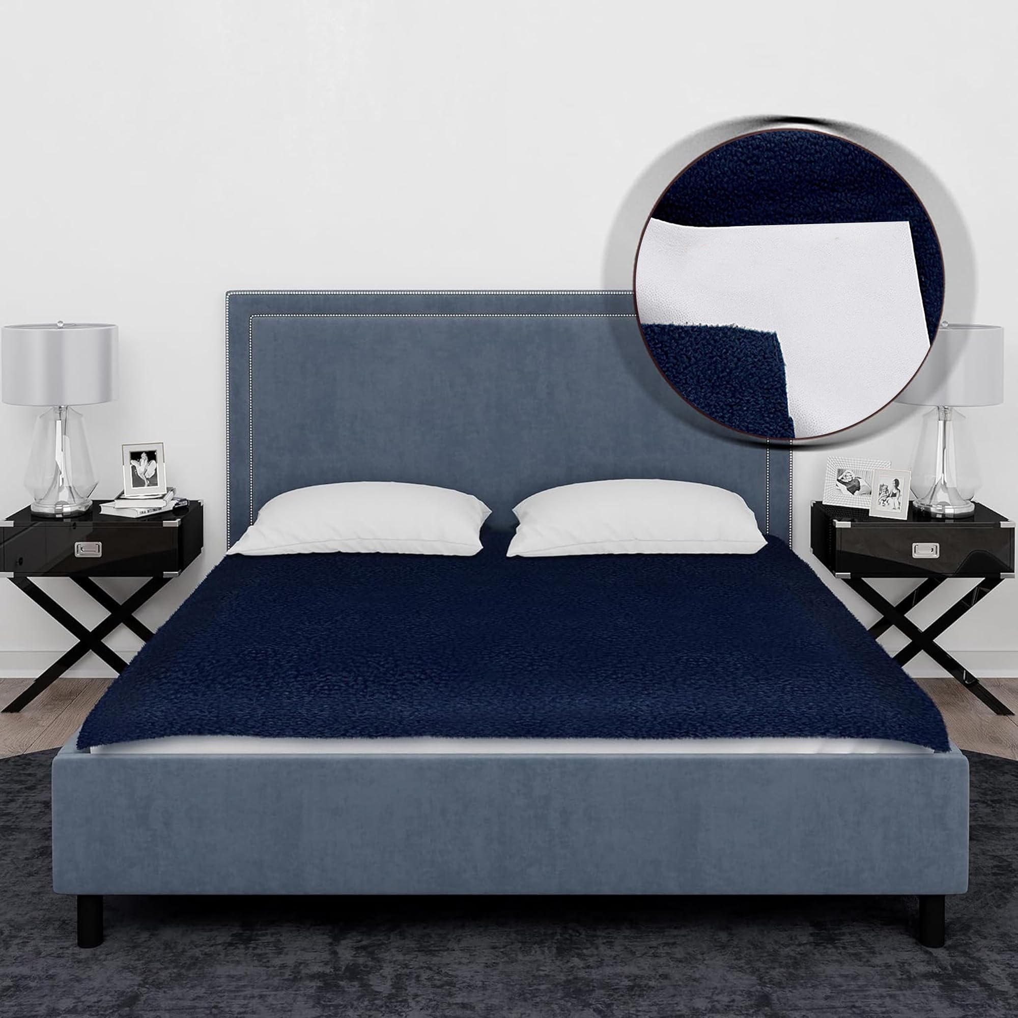 OYO BABY Extra Absorbent Waterproof Baby Dry Sheet Double Bed (260 x 200cm) | Quick Dry Sheet for New Born Baby Bed Protector, Soft & Breathable Rubber Sheet for Bed|Dark Blue-image-42