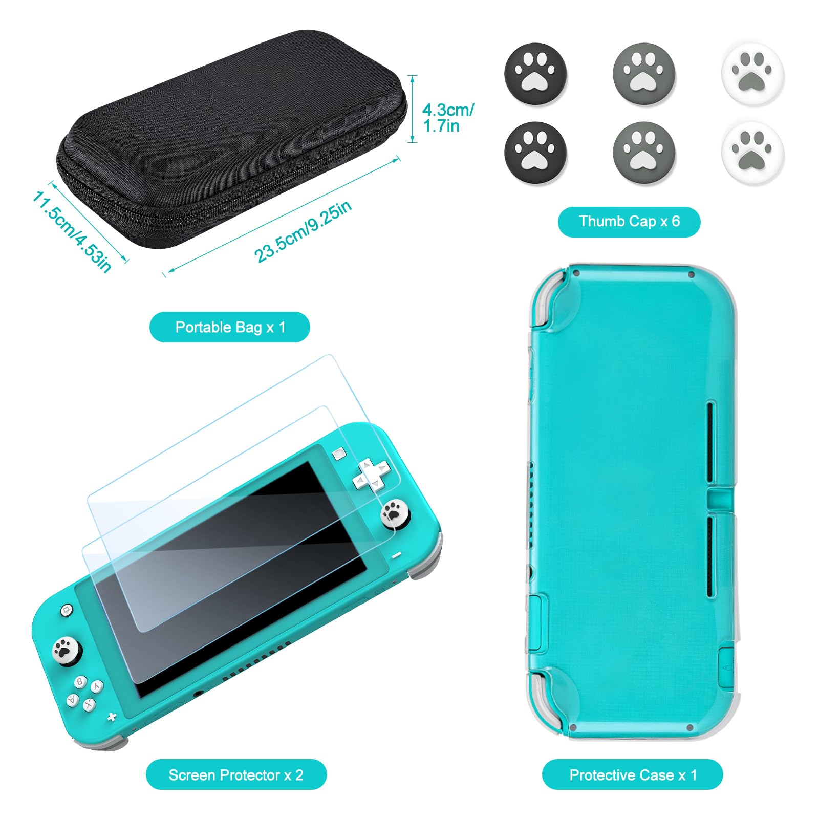 The innoAura 12-in-1 bundle includes a protective carrying case and various accessories for the Nintendo Switch Lite.