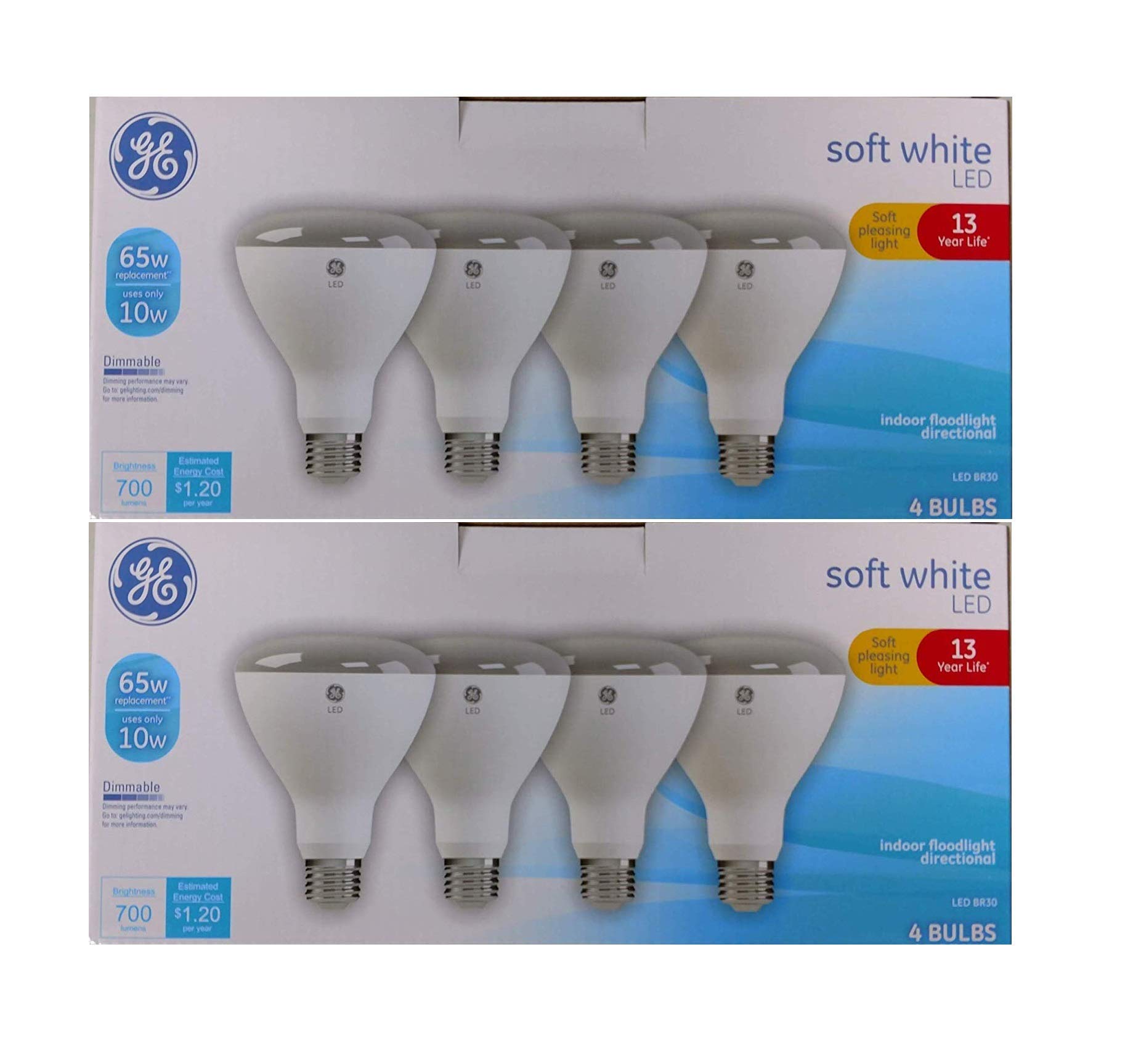 LED BR30 Indoor Floodlight Bulb (8 Pack) - Energy Star Certified, Soft White, 10W