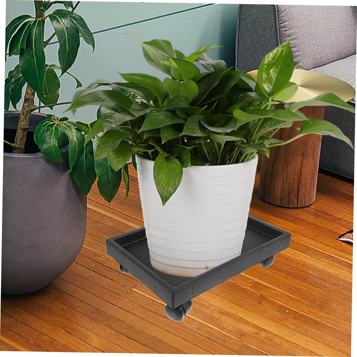 Totority Movable Planter Tray with Wheels Pe Plant Holder for Easy Plant Relocation Heavy Duty Design for Flowerpots Garden Accessory