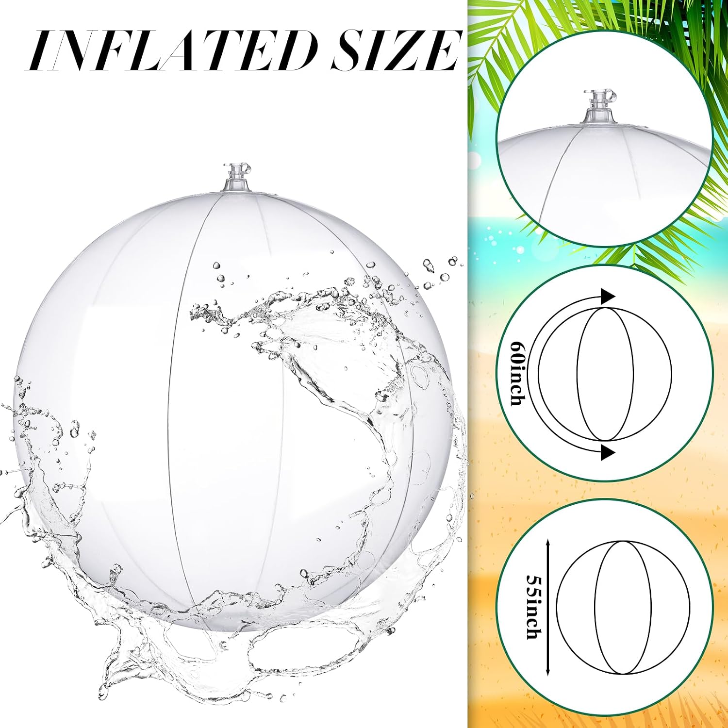 4 Pelotas De Playa Hinchables (27 Cm) – Con Bomba Manual – Juguetes Acuáticos Para Piscina, Playa O Fiestas