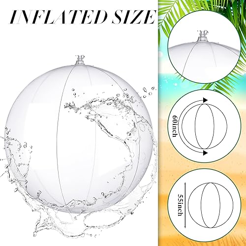 Miniatura 4 de Pelotas de playa inflables gigantes de 5 pies de 60 pulgadas, pelota de playa grande transparente para niños, piscinas de verano, enorme pelota de
