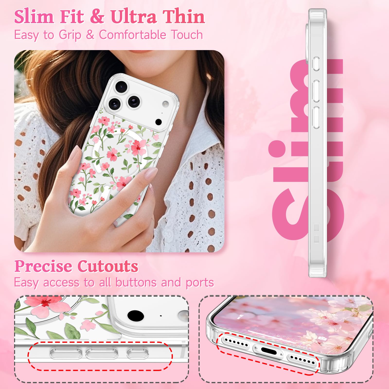 【Sachi23】IPhone17pro max フラワーキーチェーン付き Amazon.com: EYZUTAK Magnetic for iPhone 17 Pro Max Case Flower