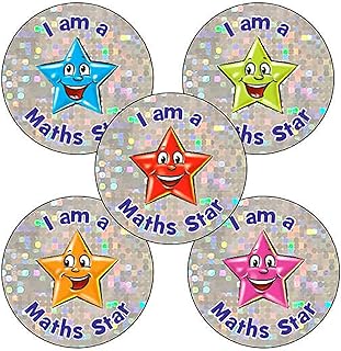 150 Holographic Sparkly I Am A Maths Star Multiplication Addition Subtraction Childrens Pupils School Praise Teachers Reward Stickers 25mm Primary Teaching Services