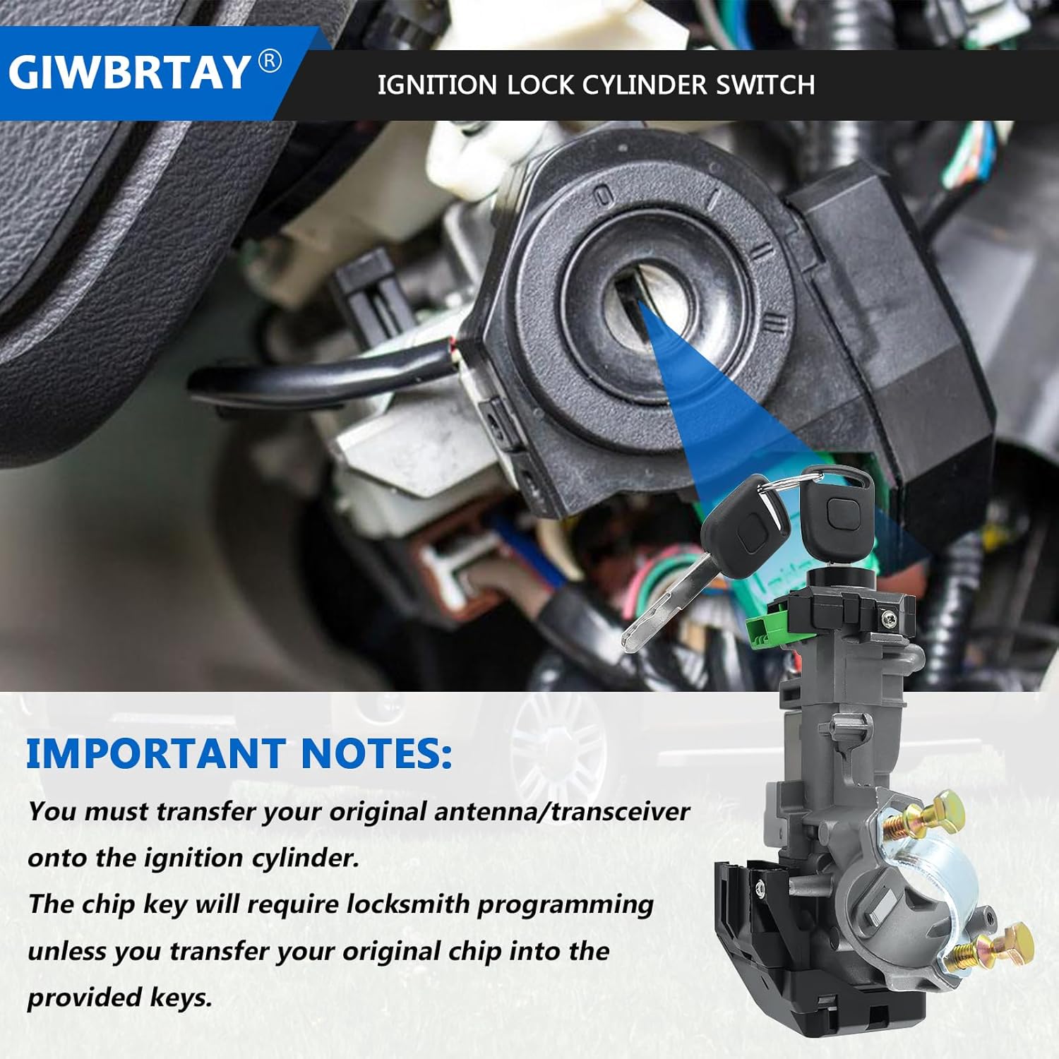 FITS 2002 2003 2004 2005 2006 Honda CRV, FITS Honda Element 2003 2004 2005 IGNITION LOCK CYLINDER & TWO DOOR LOCK CYLINDER SWITCH ASSEMBLY SET Auto Trans W/2 Chip KEYS 72185-S9A-013 (NO TRANSCEIVER)