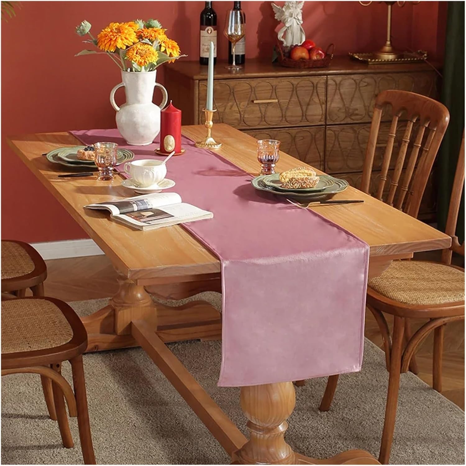 Table Runner Velvet Table Runner Solid Color Simple Luxury Table Runners Country Dining Wedding Decoration for Dining Modern Home Textile(Dark Green,33x120cm)