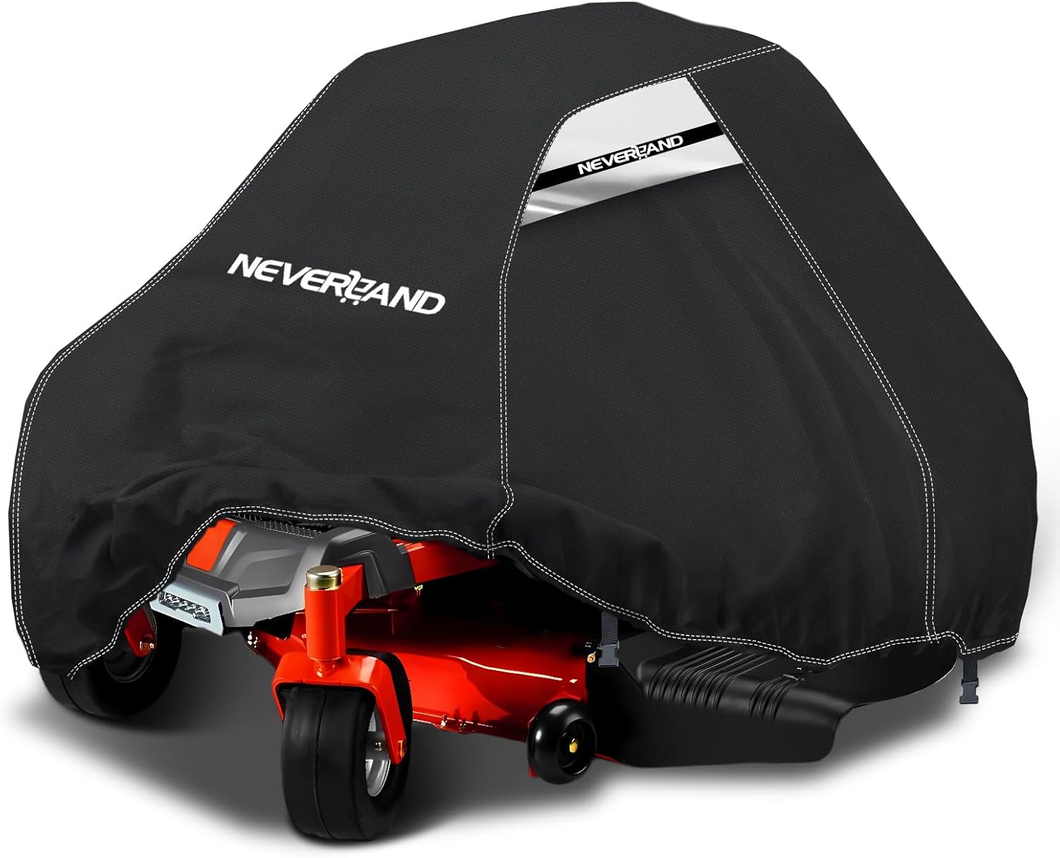NEVERLAND Zero Turn Mower Cover - Anti-UV Lawn Mower Cover Waterproof Outdoor, 210D Lawn Tractor Cover with Drawstring & Storage Bag Universal Fit up to 60" Decks - Handles and Dual Air Vents