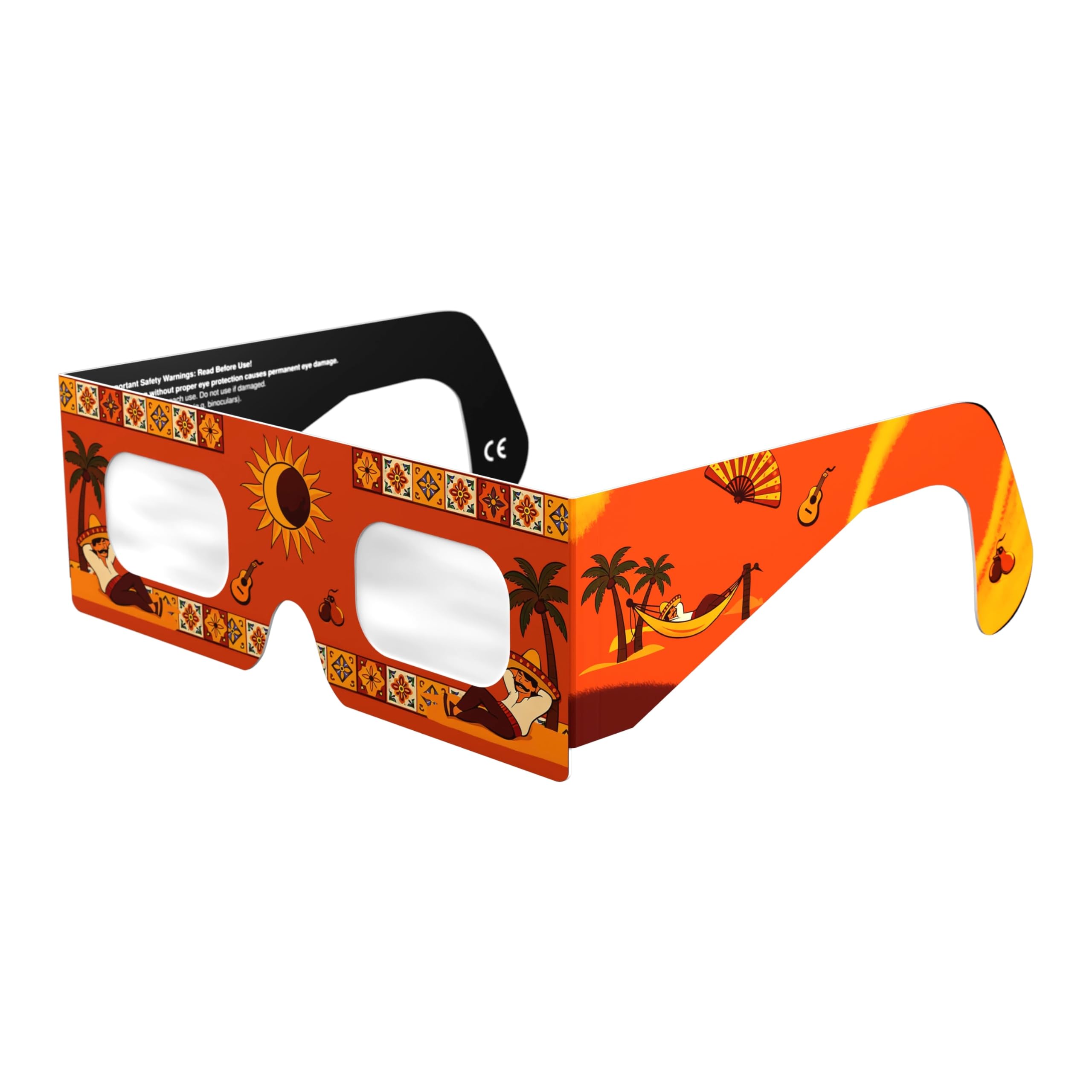 Solar Eclipse Glasses ISO 12312-2 CE Certified | Safe Solar Viewing Glasses UK | Paper Cardboard Frame | Total Solar Eclipse August 2026 | Made in EU | 100 Pack | Fiesta — image 1