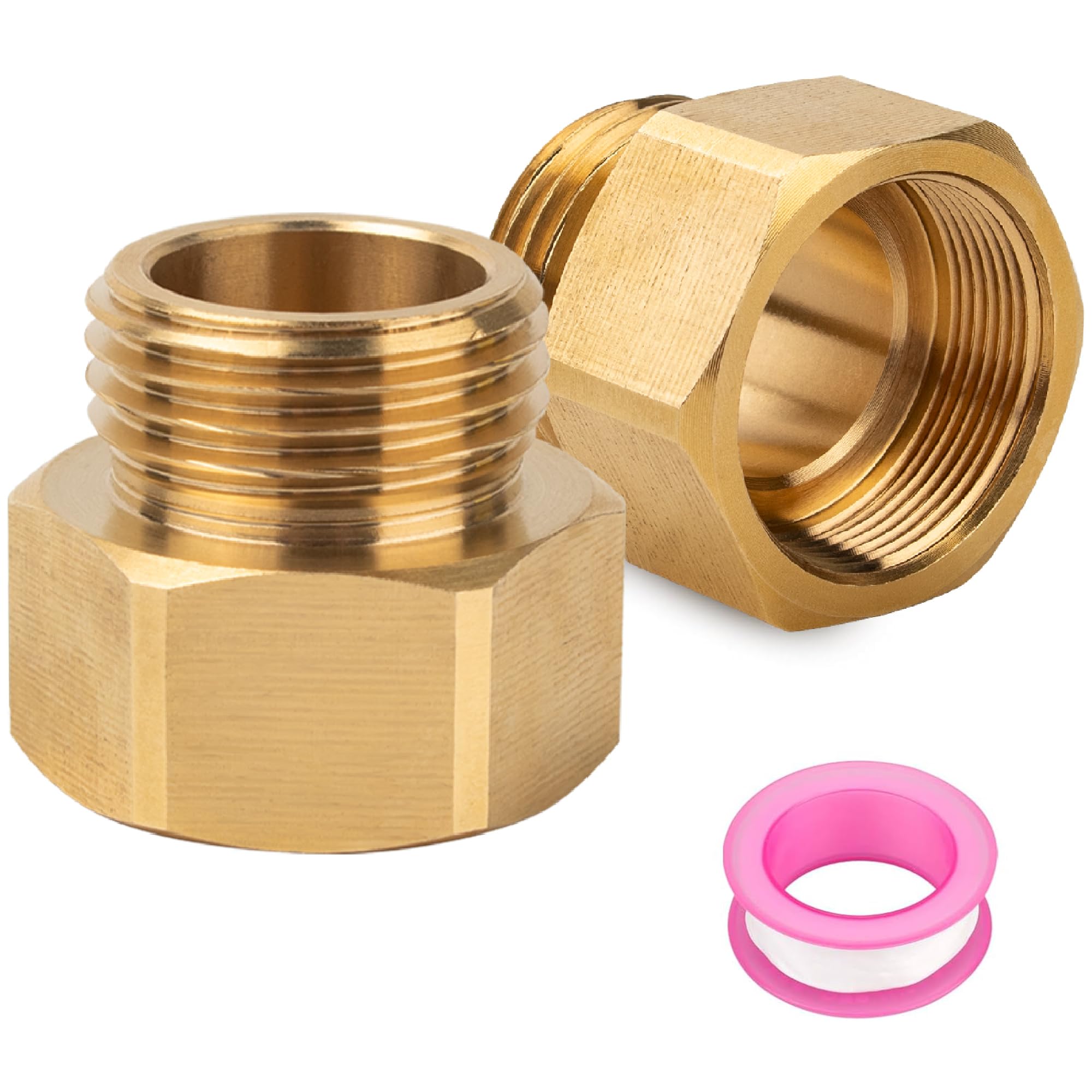 Hose Bib Adapter for Garden Faucet Extension Water Hoses Connect, Outdoor Faucet Adapter with Washers 1-1/16" Fine Thread, to 3/4 GHT Male Garden Hoses Parts & Connectors (2 Pack Faucet Fitting)