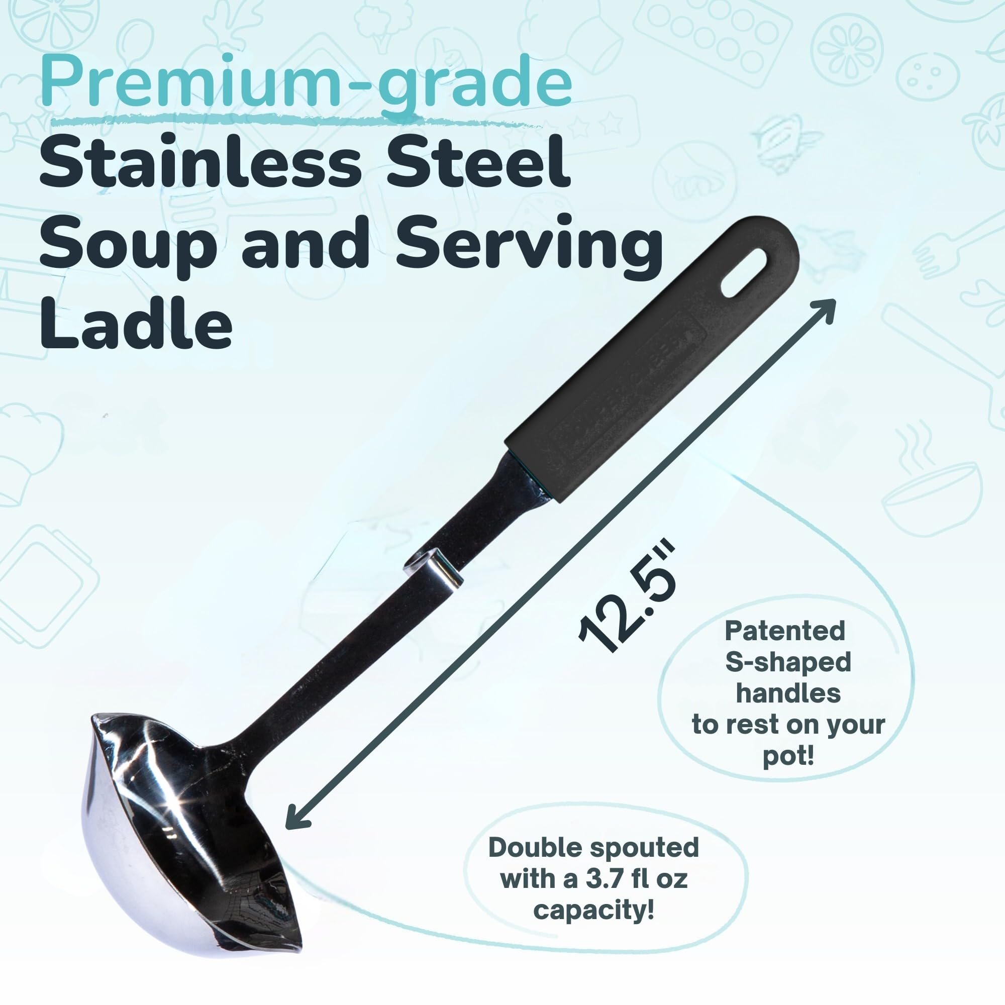 Souper Cubes Stainless Steel Soup Ladle - Patented Hook -4
