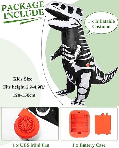 Miniatura 2 de Silkfly Disfraz inflable de dinosaurio de Halloween, esqueleto tiranosaurio, disfraz de Halloween, vestido elegante para fiesta de cosplay