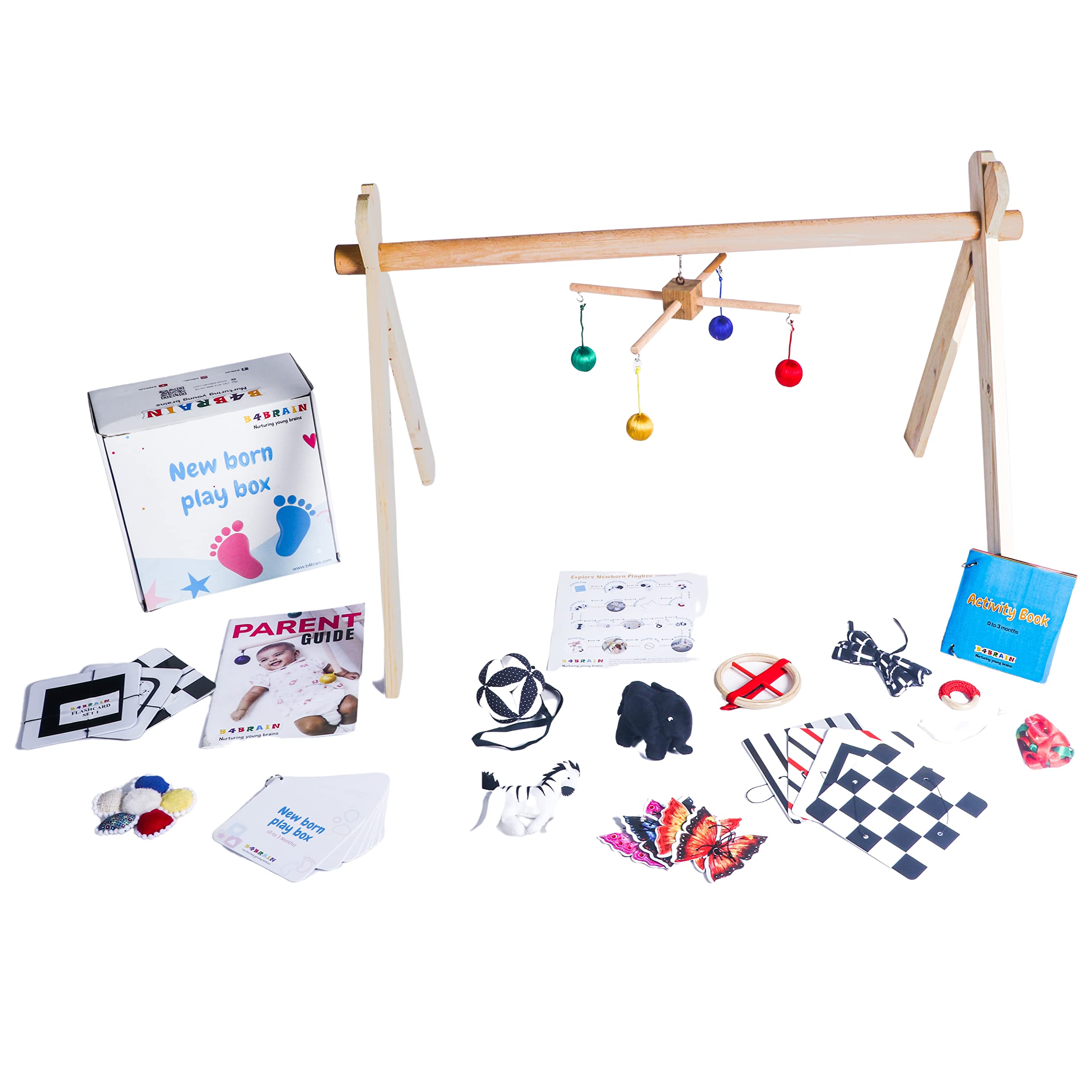 B4BRAIN Newborn Playbox 0-3 Months (Complete) Babies For Brain Development Designed By Experts, Multicolor