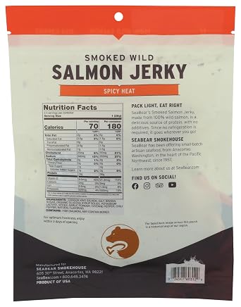 SeaBear - Smoked Wild Salmon Jerky - Spicy Heat - 2.5 oz Bag