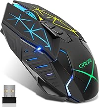 Wireless Mouse for Laptop Wireless Gaming Mouse with 2 Side Buttons for PS4/PS5/Xbox one s, RGB LED Light up, 3,200 DPI Rechargeable Gaming Mice with USB Receiver for PC/Computer/Desktop/Mac/Macbook