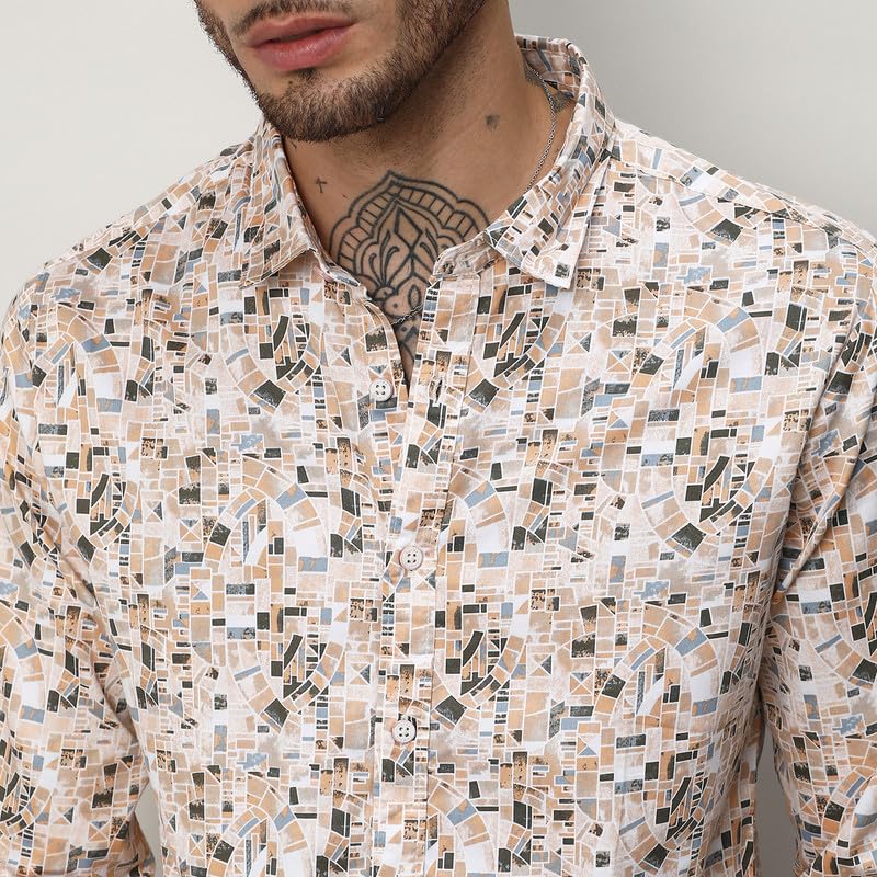 Image of CAHOOT Men's Shirt for Casual Wear |Regular Fit | Cotton Spread Collar Shirt Crafted with Regular Sleeve, Comfort Fit & High-Performance for Everyday Wear