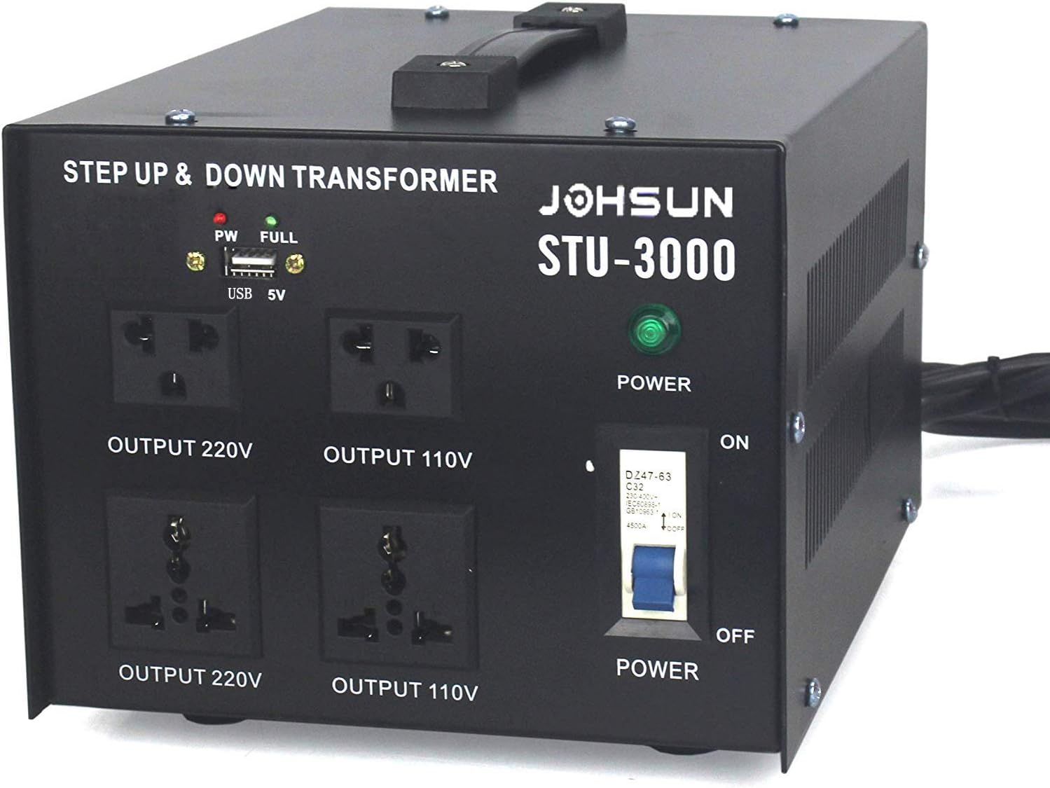3000 Watt Auto Step Up & Step Down Voltage Heavy-Duty Transformer Converter 110 to 220V with USB by Mingtao