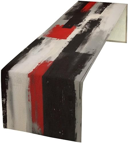 Miniatura 37 de Camino de mesa ondulado retro, abstracto, colorido, arcoíris, ondas, remolinos, lindo, bohemio, estético, para casa de campo, cocina, mesa de