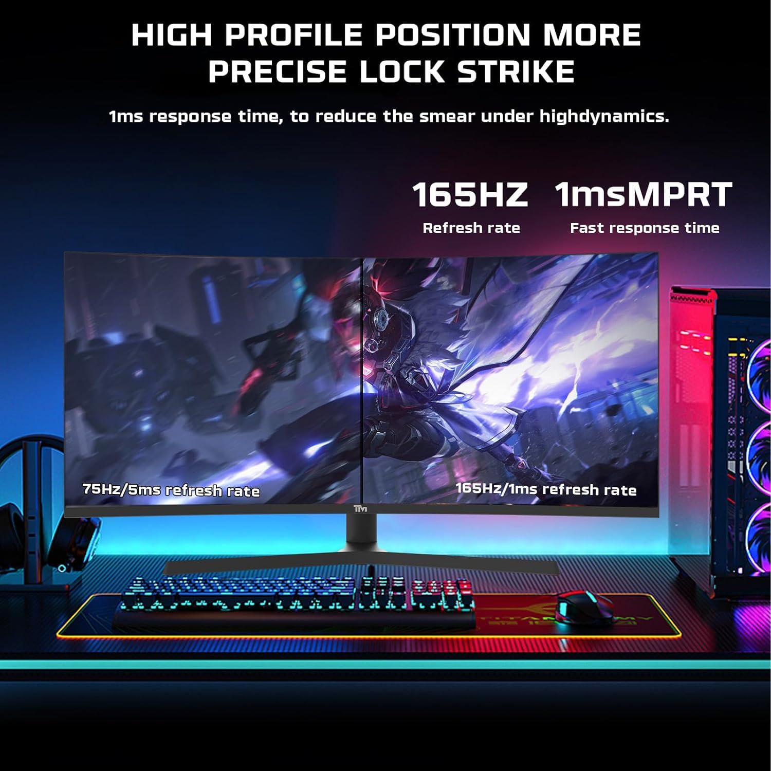 Twisted Minds Monitor da Gioco Fast IPS Display 34'' - Risoluzione 2560 x 1440 QHD, Frequenza Aggiornamento 165 Hz, Rapporto d'Aspetto 21:9, Tempo di Risposta 1ms - Nero (TM34RWA)