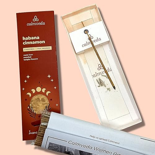 Miniatura 4 de Havana Cinnamon Incense Stick Exotic - Incienso calmante de meditación 80 palos sin carbón hecho de flores recicladas  Regala incienso de otoño con