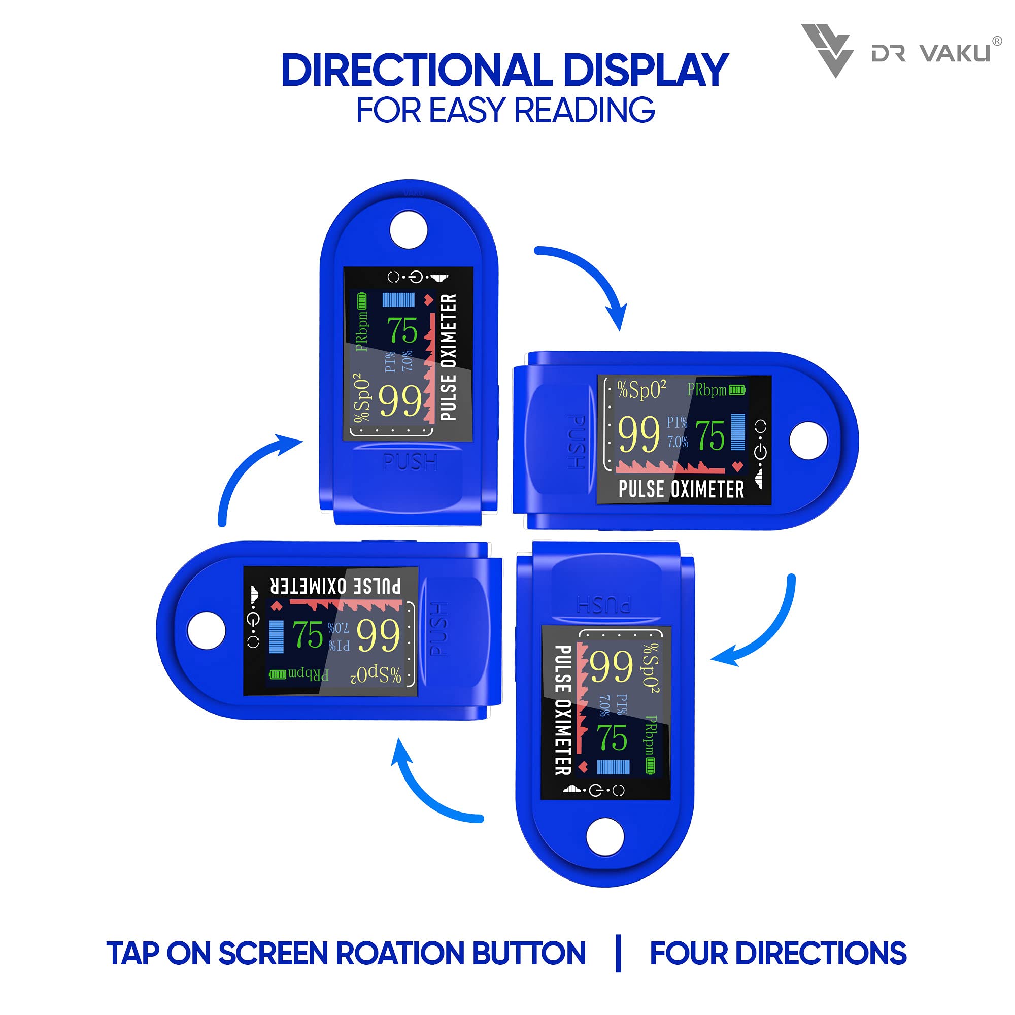 Vaku Luxos (Pack of 5) Combo Pulse Fingertip Oximeter for Doctors/Personal Use Highest Accuracy Blood Oxygen Level SpO2 Monitor with Four Color TFT Digital Display (Pack of 5 Oximeter) 1