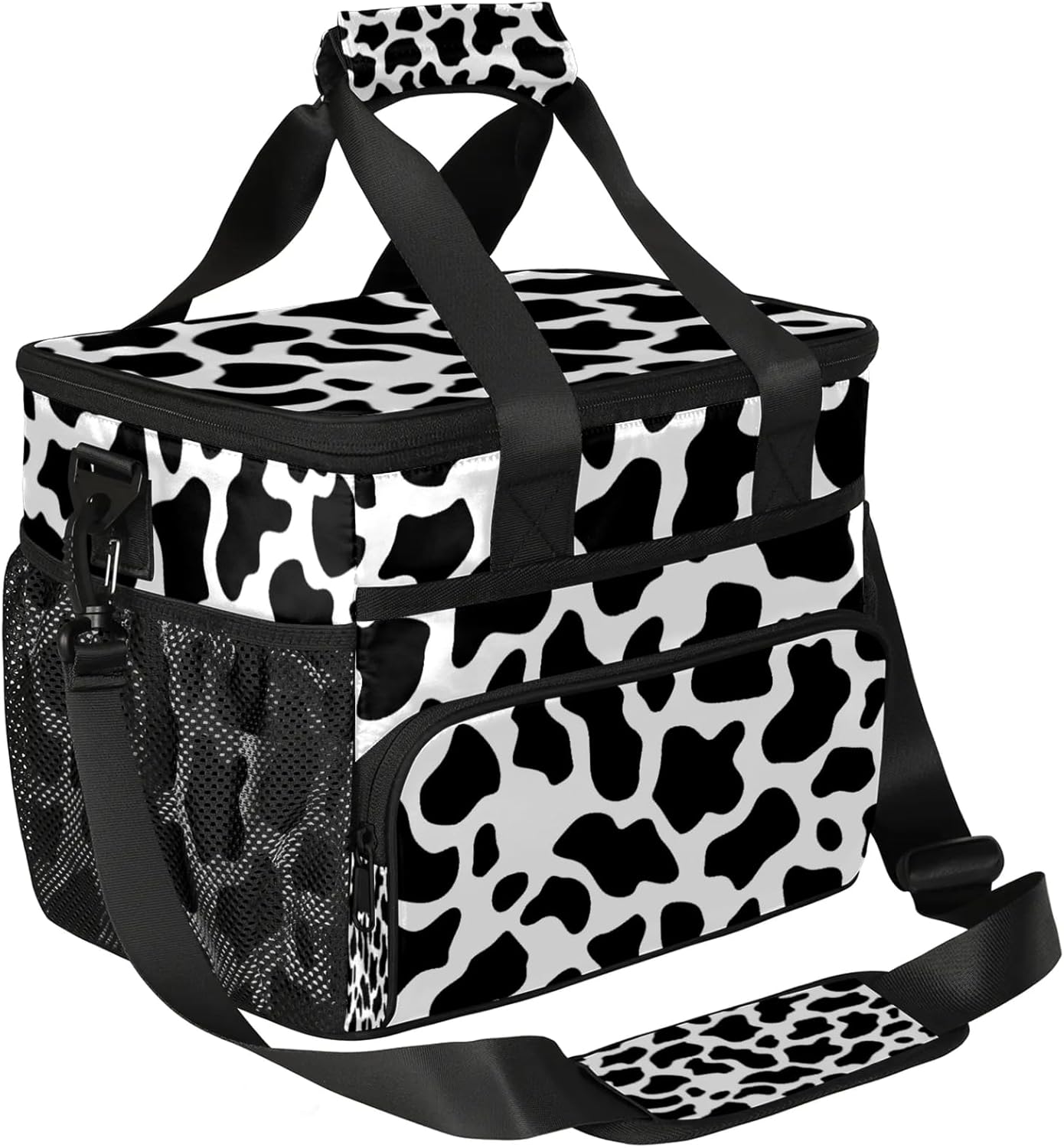 Cow Print Western Insulated Large Lunch Bag Lunchbox Reusable Leakproof Cooler Bags with Shoulder Strap for Adult Men Women Work Picnic
