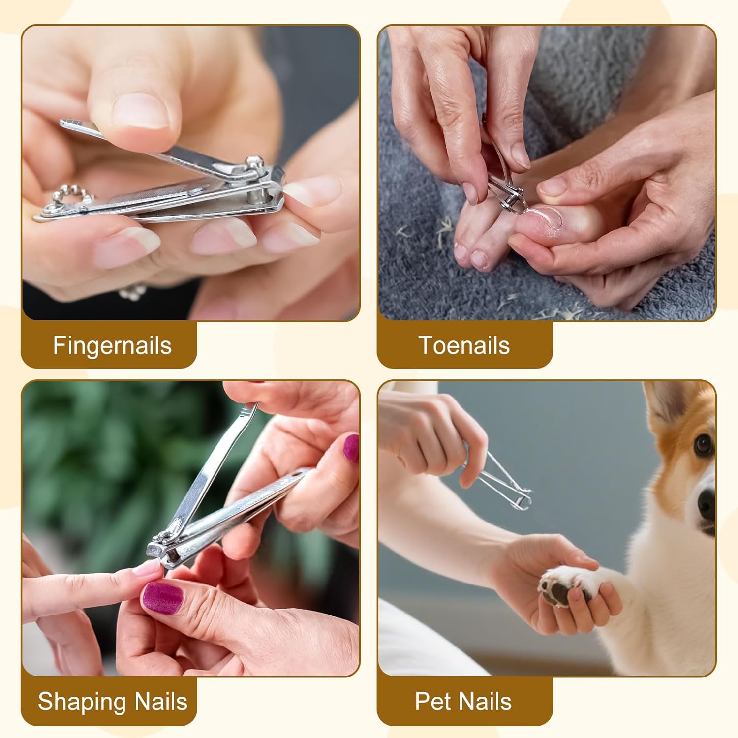 Nail Clippers Bulk, Fingernail Clippers with File, 3 Inches and 2.08 Inches Size Match, Exquisite Individual Packaging, Suitable for Travel, Hotel, Homeless, Charity Organizations (60set,120-PACK)