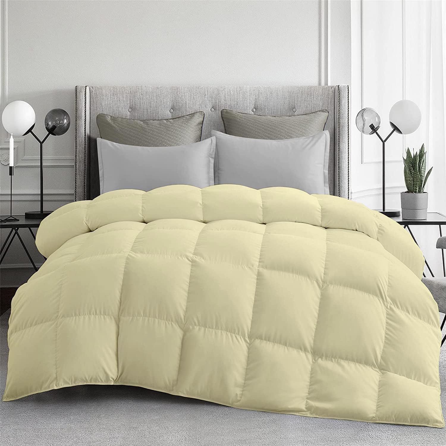 All Seasons Down Alternative - 1 Piece Comforter Microfiber Ultra-Soft Breathable & Lightweight Box Stitched Luxury Hotel Duvet Insert Twin XL 68"x 92" (Ivory)