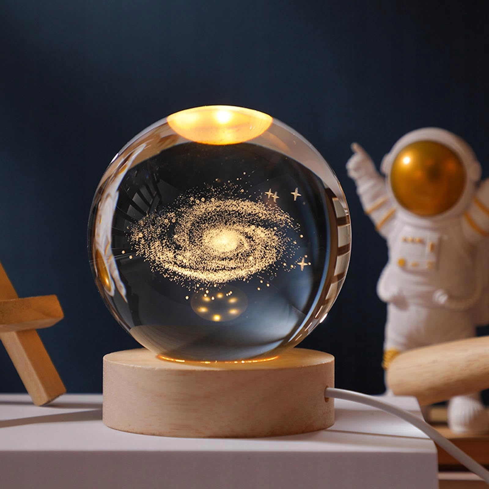 Galaxy Crystal Ball Night Light - Stunning Solar System Decor -1