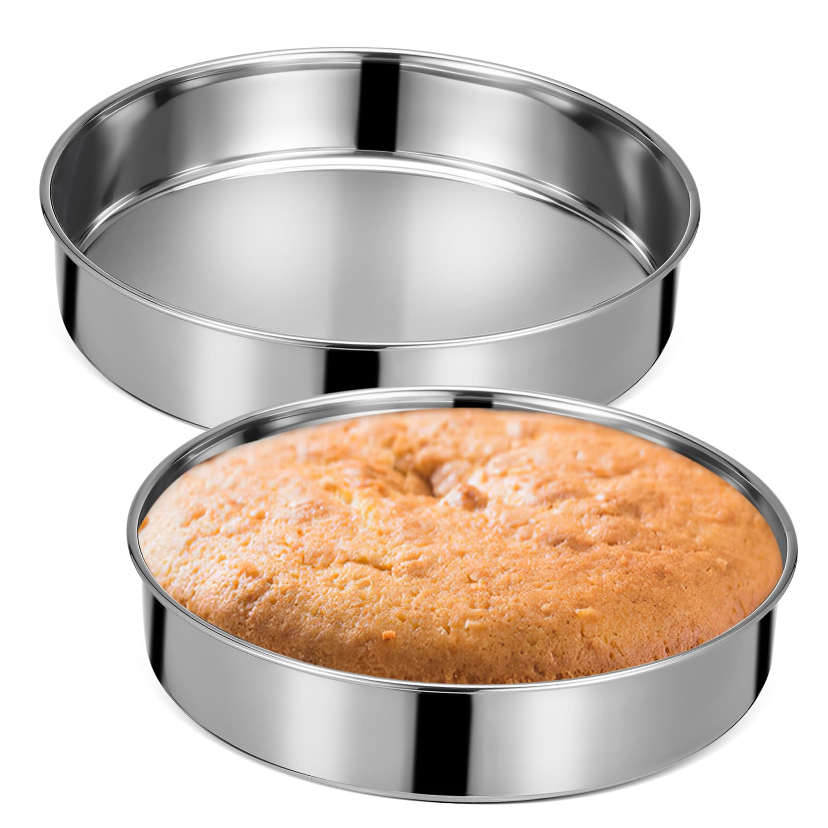 Gatuida Molde Fácil Limpieza 2 Piezas Redondo de Pasteles Acero Inoxidable para Distribución Uniforme del Calor y para Repostería