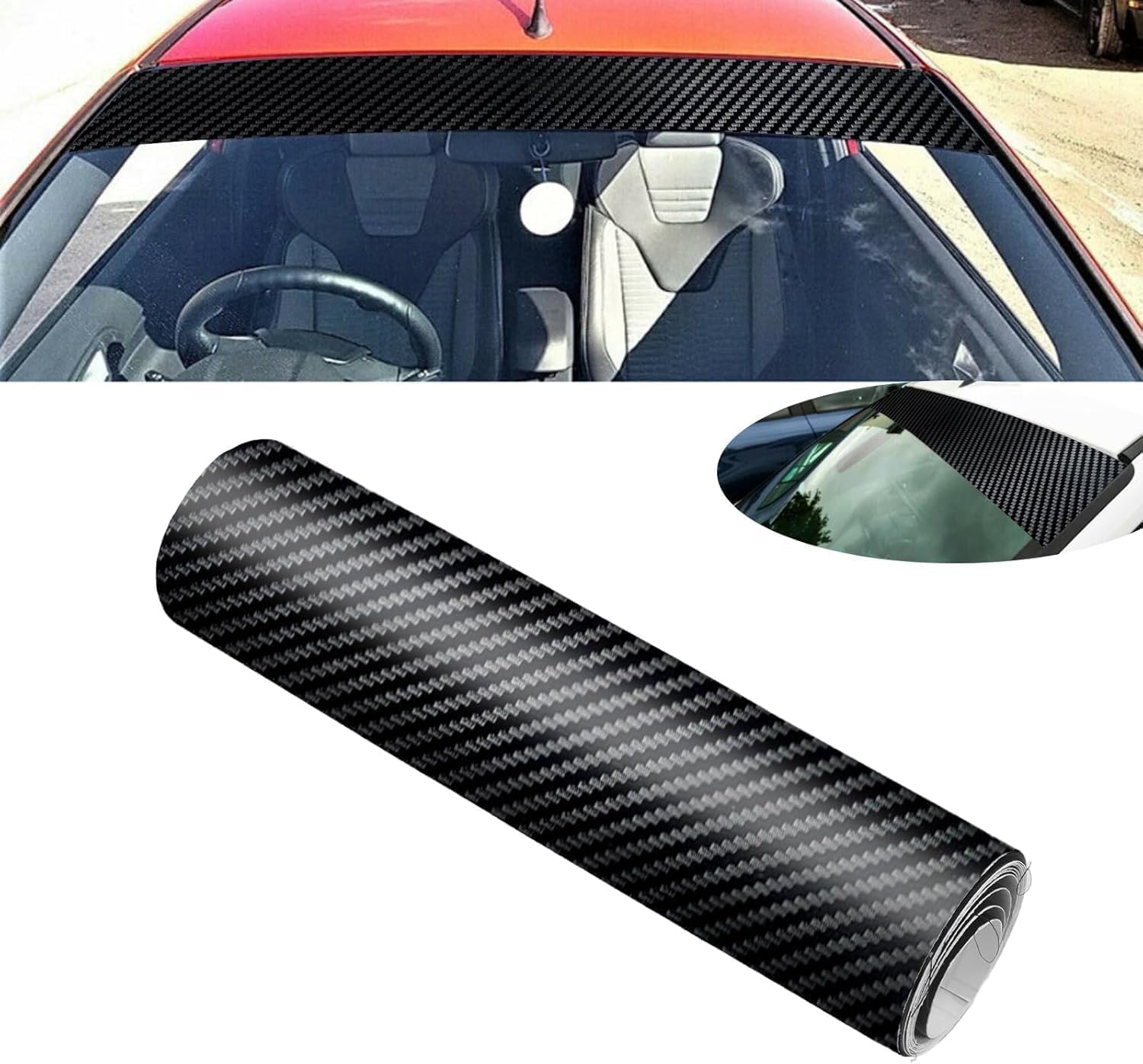 Tryagat Car Windshield Sticker Sun Visor Strip for Abarth Fiat 500 Abarth 595 Abarth 124 Spider, Windscreen Decal Window Banner Sunstrip Visor Car Window Decal Sticker,Carbonfaser-Textur