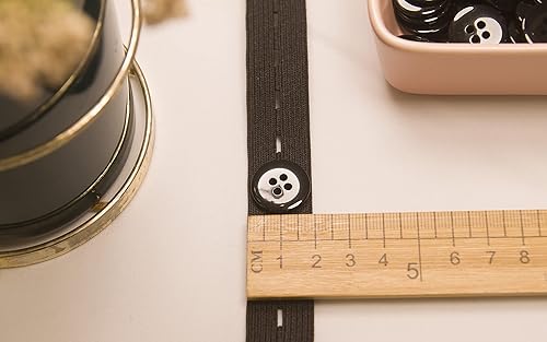 Miniatura 3 de Carrete de banda de costura plana con ojales, elástico elástico, ideal para cinturas y escotes (negro, 34 pulgadas x 20 yardas)