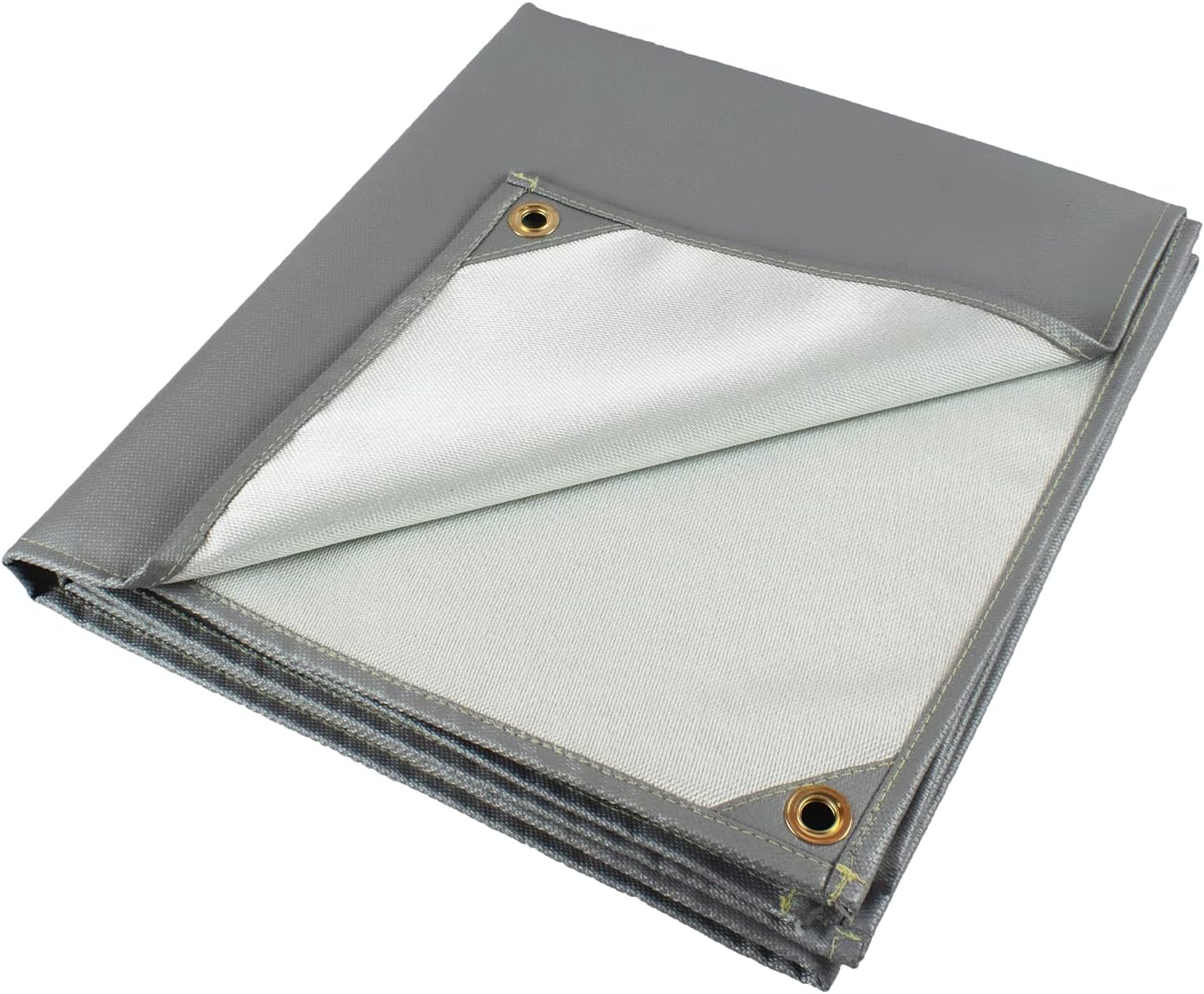 FLASLD Heavy Duty Welding Blanket 6x8 ft, Large Silicone Coated Fireproof Blanket Protect Work Area from Sparks, Flame Retardant Fabric Up to 1800°F