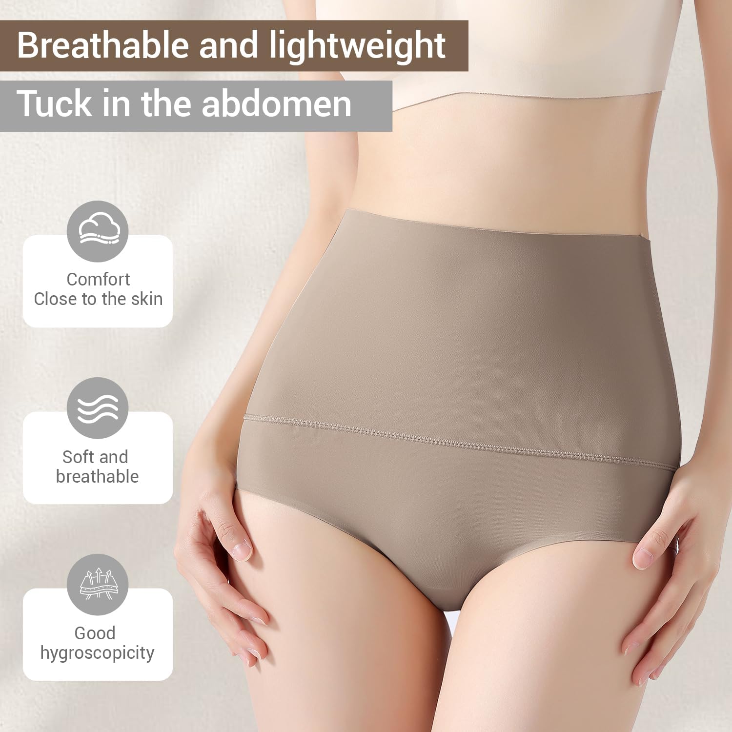 Women's High-Waisted Tummy Control Seamless Shapewear Briefs, Slimming Underwear, Runs Small, Order One Size Up
