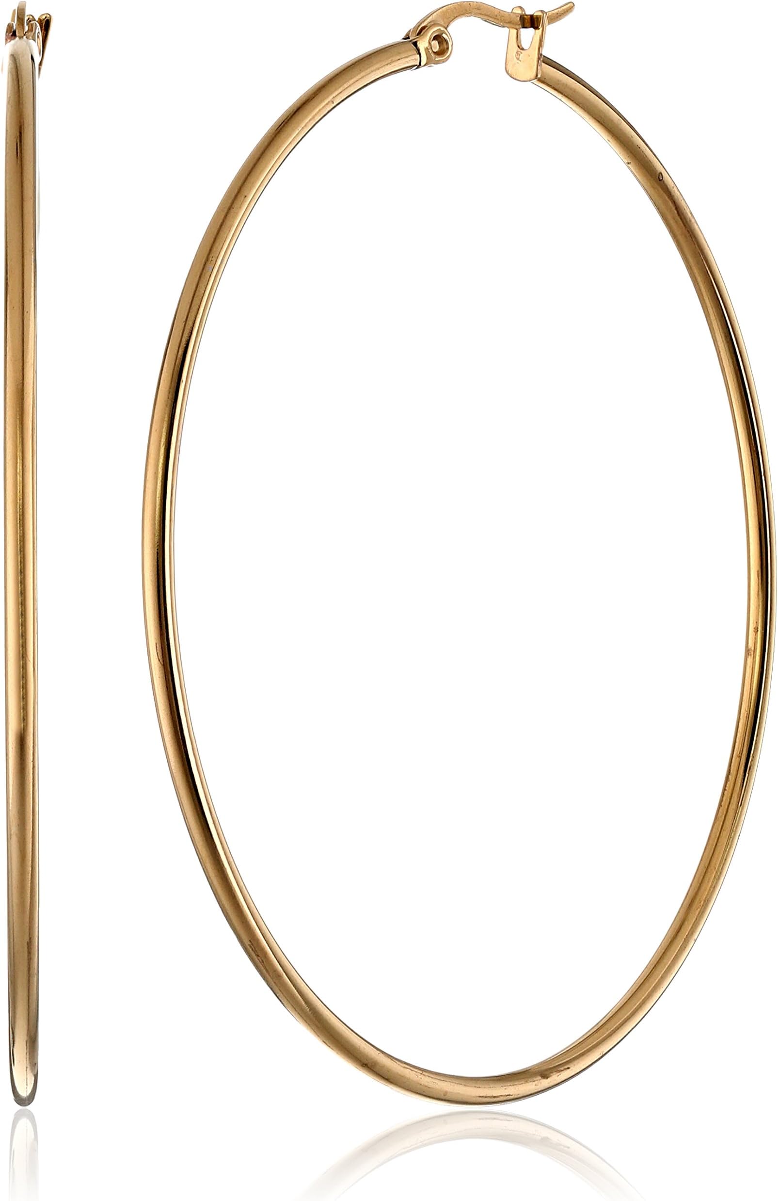 Stainless Steel Rounded Tube Hoop Earrings (50mm), (previously Amazon Collection)
