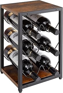IBUYKE 6 Bottle Metal Wine Rack, Free Standing Wine Storage Holder for Horizontal Storage, 3-Tier Vintage Bottle Holder Storage Shelf for Cabinet, Cupboard, Countertop, Kitchen, Bar, Cellar TMJ901H