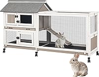 Vista 8 de Jaula para conejos interior - Jaula de madera para conejos de 91 cm con ruedas, jaula para conejos, jaula para conejillos de indias, bandeja