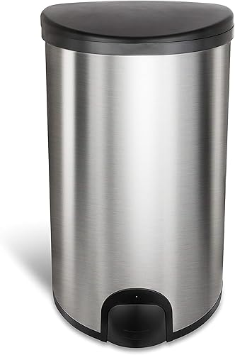 Miniatura 4 de NINESTARS TTT-50-19 Bote de basura automático con sensor de grifo, 13 galones, 50 L, base de acero inoxidable (forma D, tapa negra)