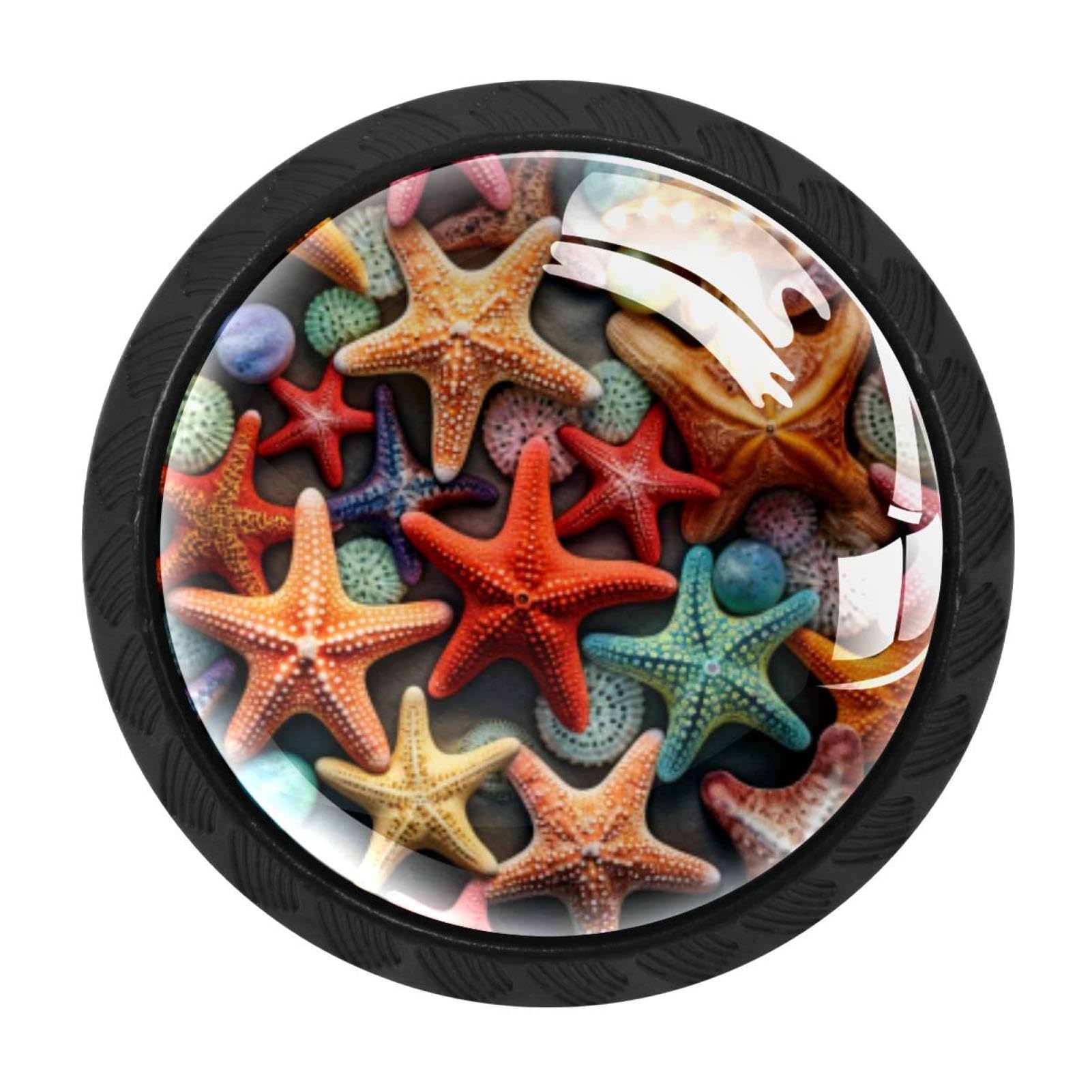 CHENZZZZ 4 Pack Starfish Kitchen Cabinet Knobs Drawer Knobs Dresser Knobs Matte Black Zinc Knobs Drawer Pulls Door Knobs Dresser Drawer Handles Knobs for Dresser Drawers