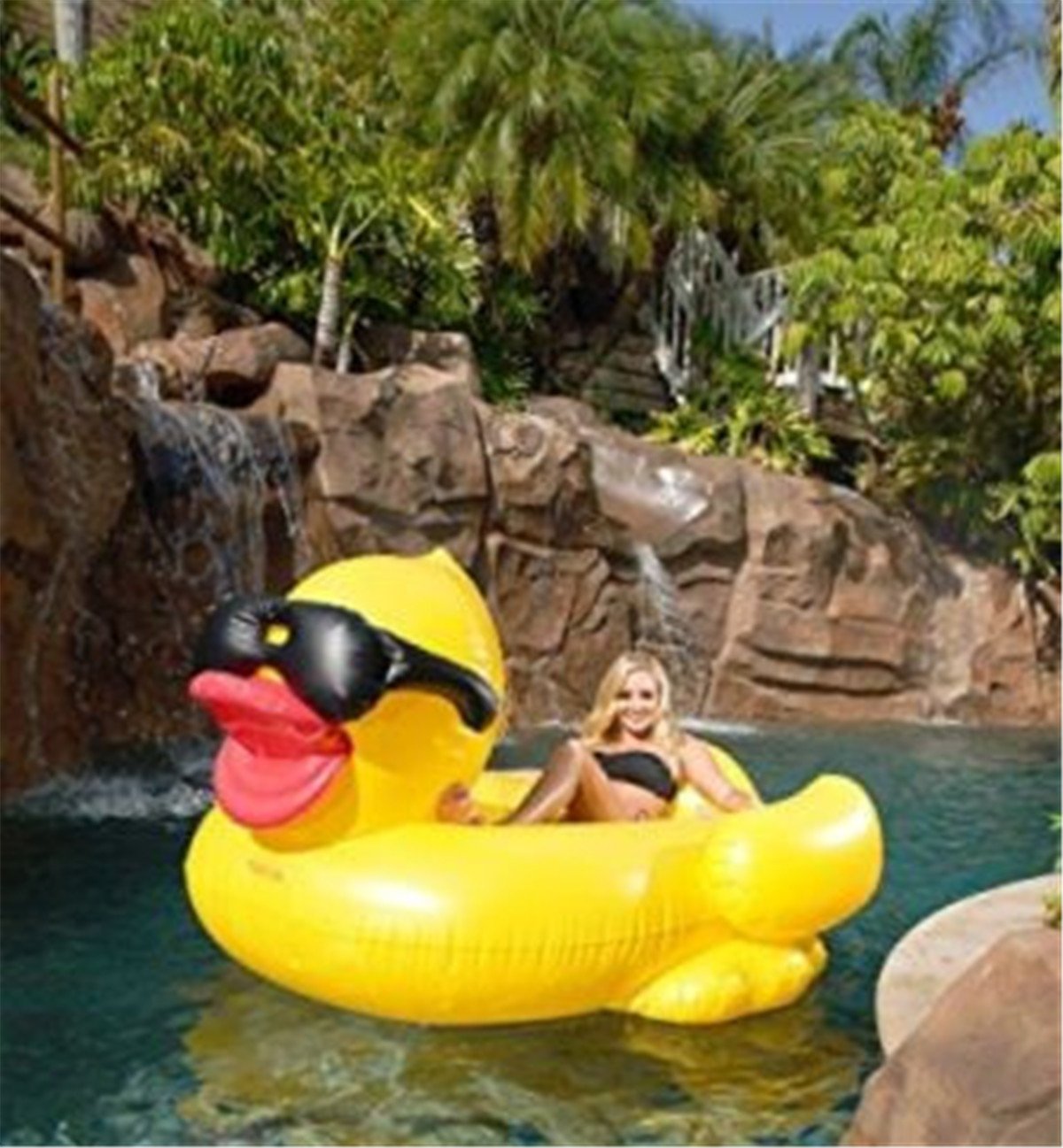 Entmutigt sein Editor Einladen aufblasbare ente mit sonnenbrille Kabine