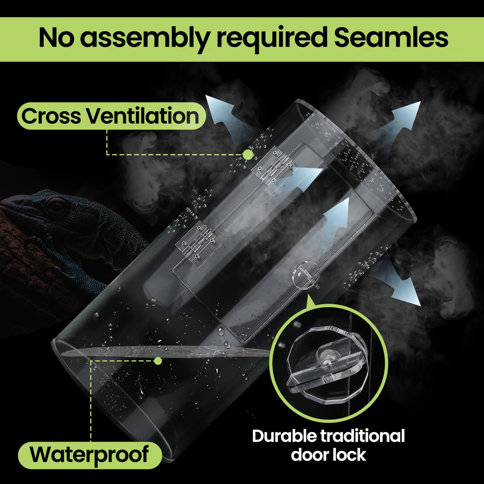 Otwierana z Przodu Obudowa dla Pająków Skakających, Terrarium Akrylowe dla Ptaszników z widocznością 360° i Bezpiecznym Zatrzaskiem 6x6x12 Cali, Duże Terrarium Akrylowe Akcesoria