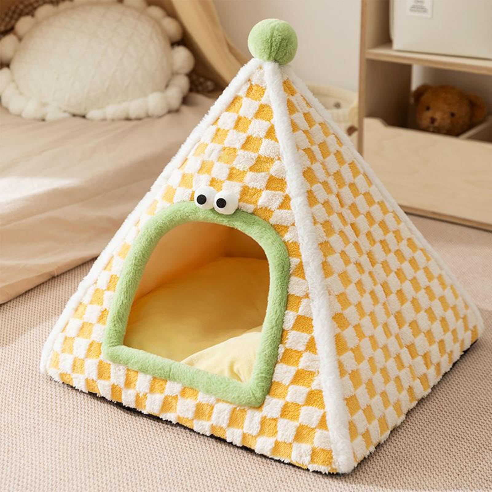 Cueva para Gatos – Cama para Gatos Cerrada, de Seguridad cálido, acogedora cabaña para Mascotas para otoño e Invierno, Raza pequeña y Media, Gatito, Cachorro, Viajes al Aire Libre