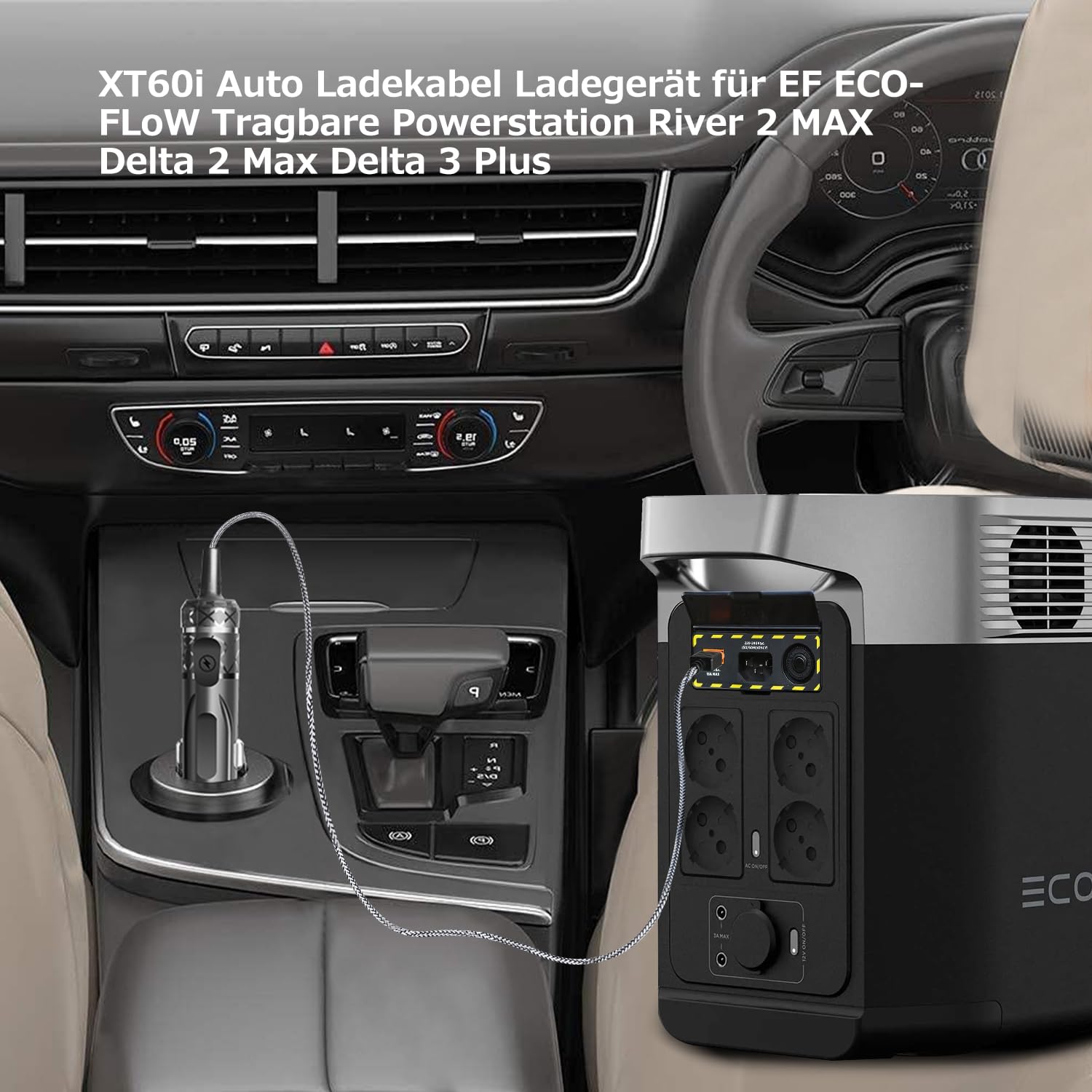 XT60i Auto Ladegerät XT60 für Anker SOLIX F2000 C1000 C300 Solargenerator BLUETTI AC2A AC70 AC50B Elite 200 100 V2 EcoFlow Delta/River 2 Tragbare Powerstation Verlängerungskabel KFZ Netzteil Ladekabel