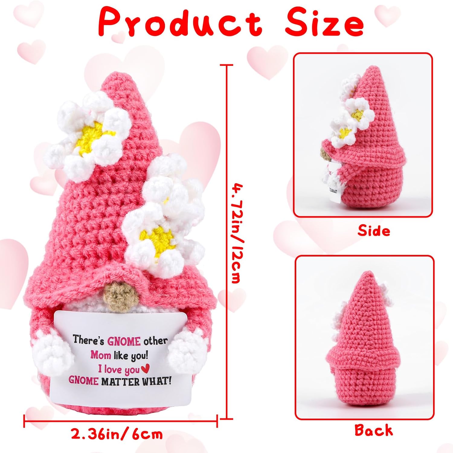 Positive Gnome for Mom – Handmade Crochet Doll, Sweet Encouragement Gift, Thoughtful Mother’s Day Decor