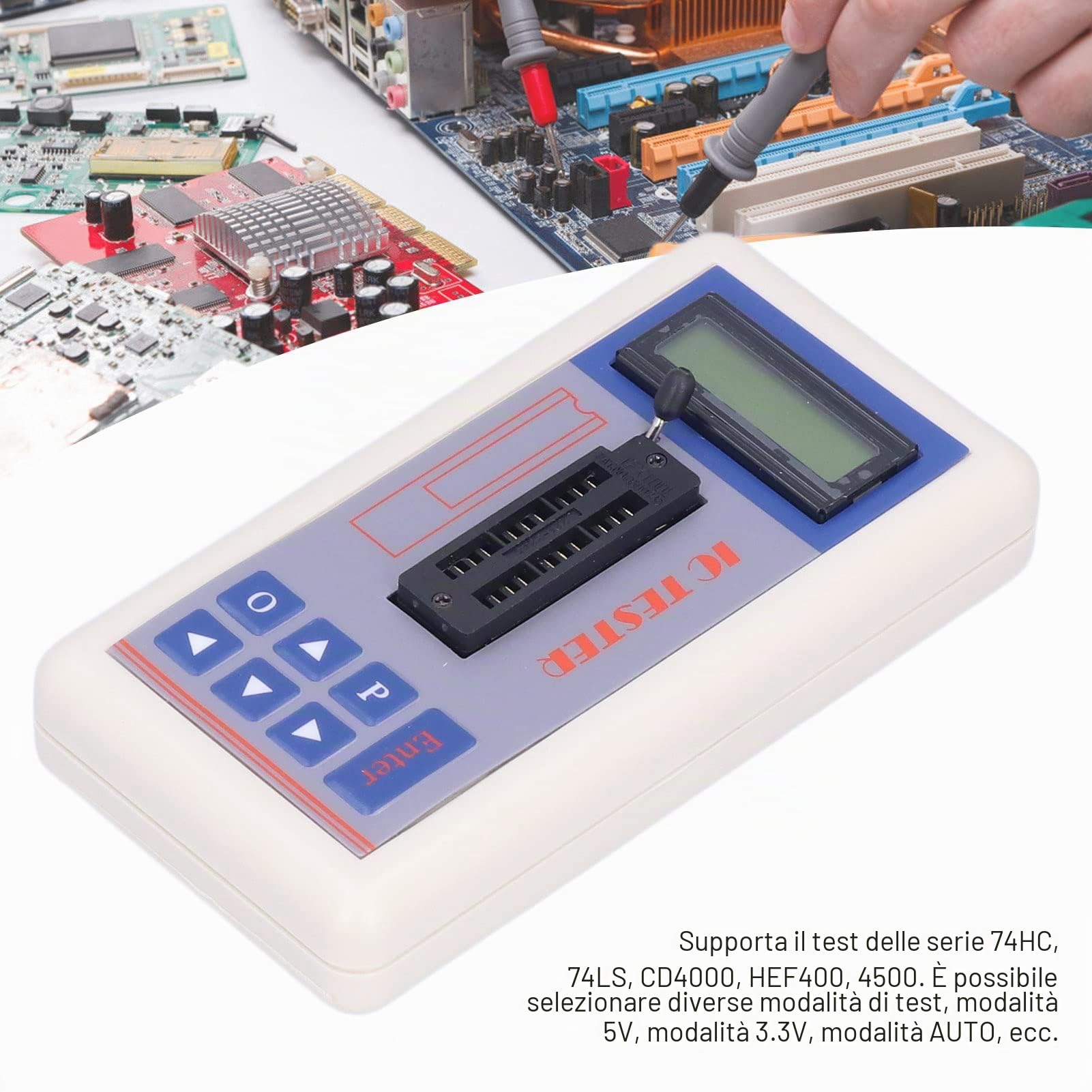 TSH‑06F Tester Per Circuiti Integrati, Misuratore di Transistor IC con Modalità AUTO da 5V 3,3V Misuratore di Transistor Intuitivo Per Ingegneri di Microelettronica(Nessun terminale)