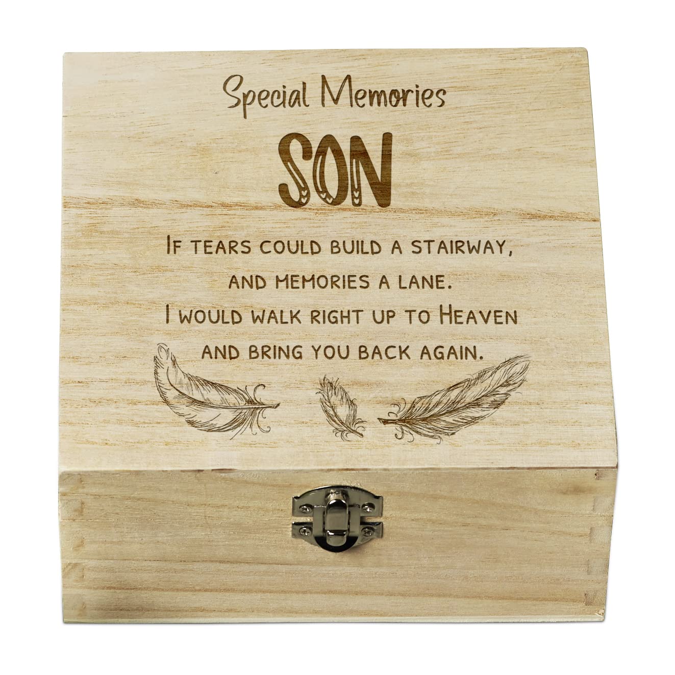ukgiftstoreonline Son In Loving Memory Engraved Wooden Keepsake Box Gift