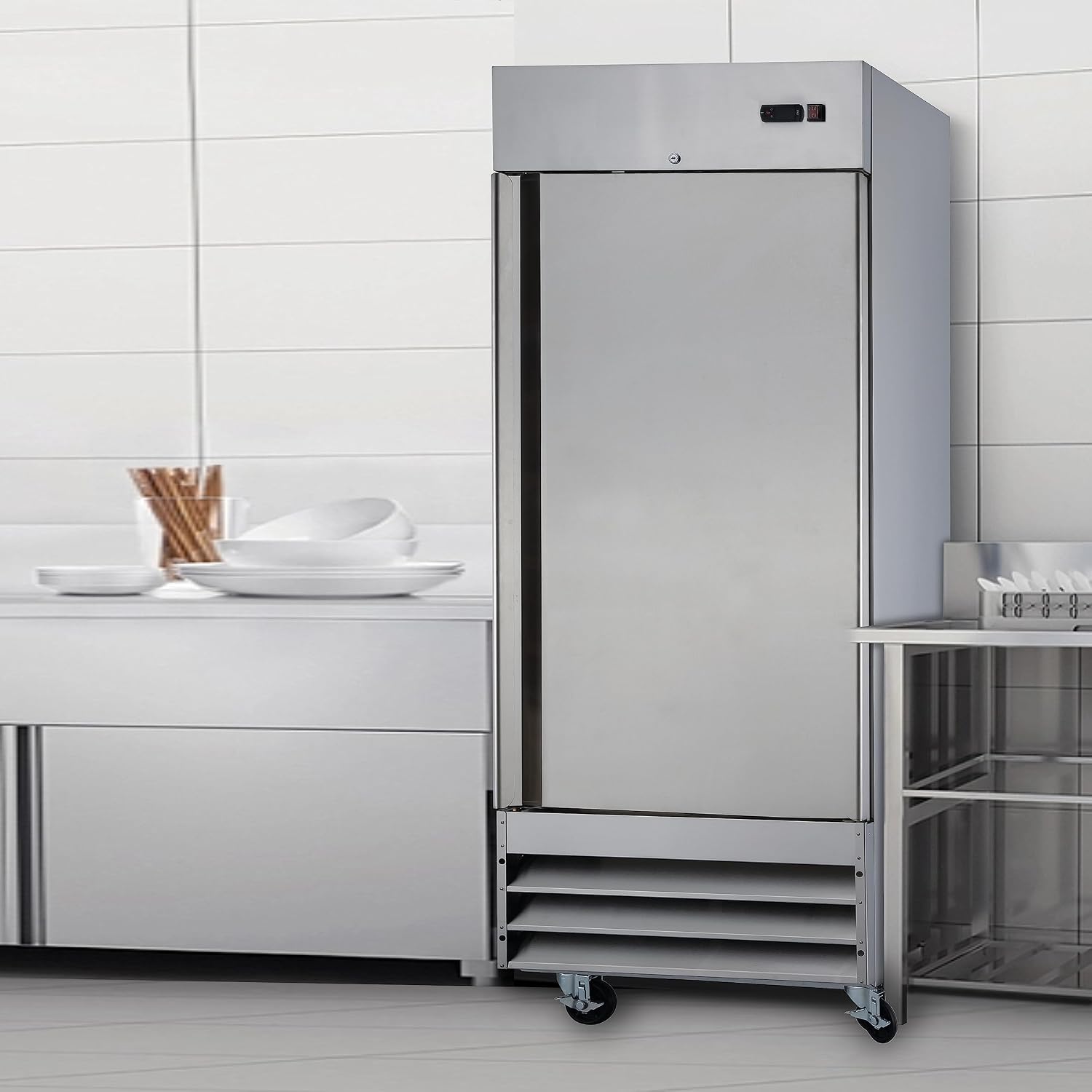 SMETA Commercial Freezer 23 Cu. Ft, Reach In 29"W Upright Freezer Single Door, Garage Solid Commercial Upright Freezers for Restaurant, Home, Bar, Shop and Business, Stainless Steel