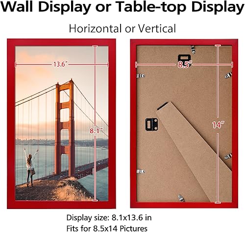 Vista 363 de KINLINK Marco de fotos A4 natural, de madera maciza con plexiglás acrílico para fotos A5 con paspartú o A4 sin paspartú, marco de fotos para mesa