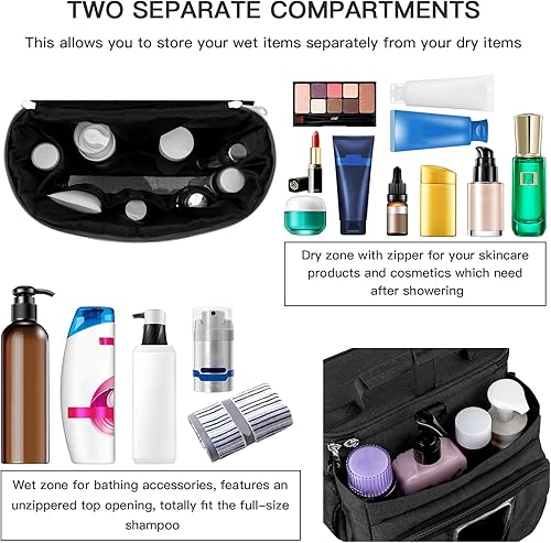 Miniatura 2 de Bukere Organizador de ducha portátil, bolsa de ducha para dormitorio universitario, viajes, bolsa de baño colgante para estudiantes, gimnasio,