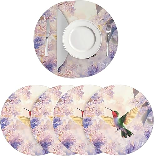 Miniatura 56 de Juego de 6 manteles individuales redondos resistentes al calor de mármol dorado de 15 pulgadas para decoración de mesa de comedor resistente al