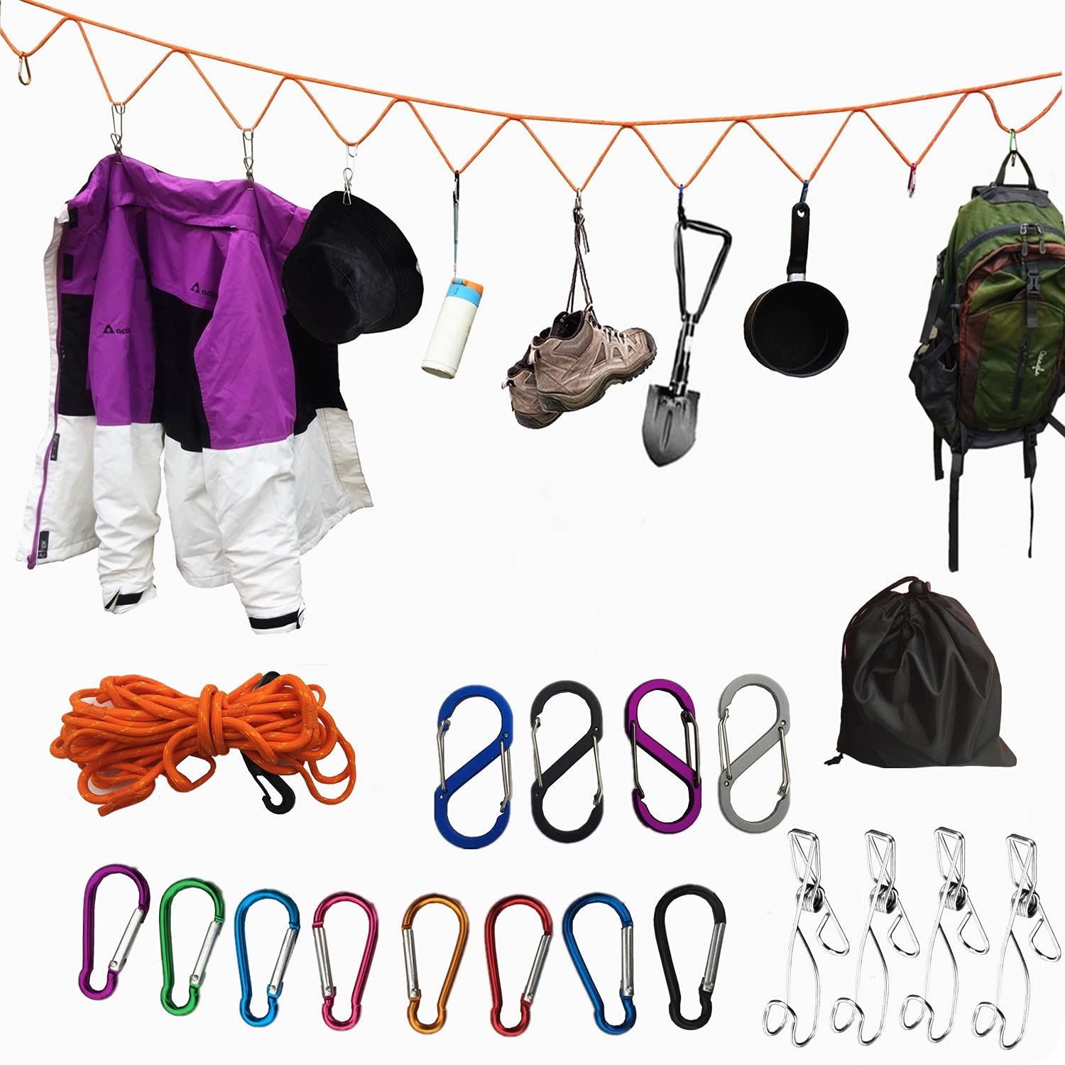 Buy Campsite Storage Strap Camping Clothesline with Clips Cool Camping
